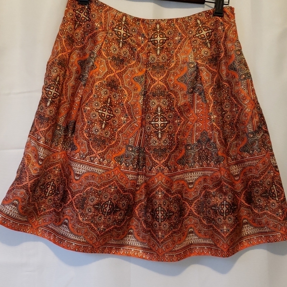 Love21 orange tapestry lined flare skirt